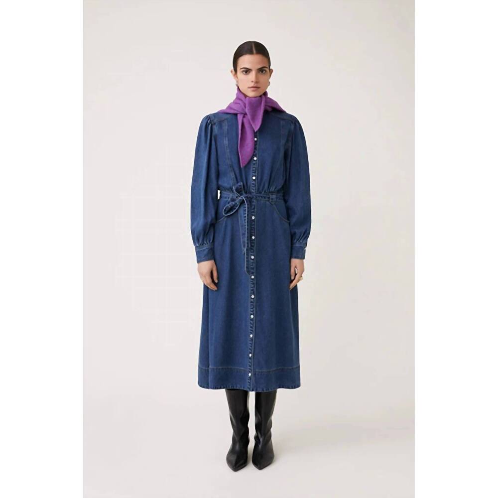NEW SUNCOO chona a-line dress in denim blue